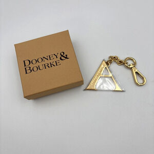 Dooney & Bourke Gold Pendant Initial Keychain FOB Hook Charm Hangtag Letter “A”